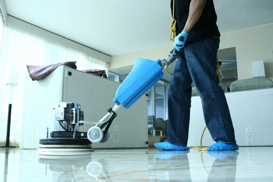 Living room being deep cleaned